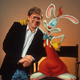 Robert Zemeckis poses with Roger Rabbit in a publicity portrait.